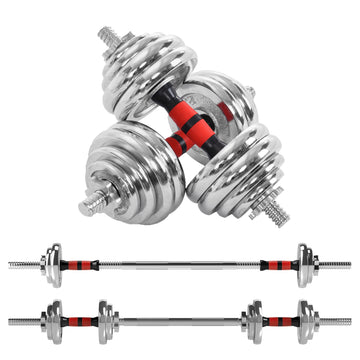 20kg 2-in-1 Dumbbell Barbell Set – Adjustable Cast Iron Weights with Chrome Handles for Home Strength Training & Small Space Gym Setups