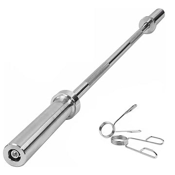 Heavy-Duty Chrome Barbell – Olympic 2" Weightlifting Bar with Textured Grip & Spring Collars – Built for Deadlifts, Squats, Bench Press – Home Gym Essential