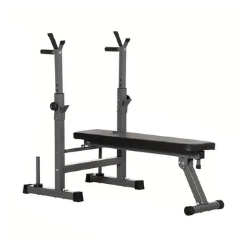 Foldable Adjustable Weight Bench with Barbell Rack & Dip Station – Heavy-Duty Steel Frame, Multi-Level Design for Strength Training in Home Gyms & Small Spaces