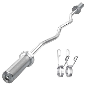 47" Chrome Olympic EZ Curl Bar – Solid Steel with Knurled Grip & Spring Collars – Fits 2” Weight Plates – Built for Curls, Deadlifts, Squats – Home Gym Essential