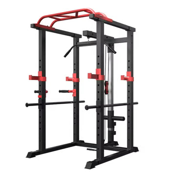 Heavy-Duty Adjustable Power Rack with Lat Pulley & Pull-Up Bar – All-in-One Strength Cage for Full-Body Training in Home Gyms