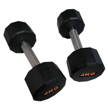 Rubber-Coated Round Hex Dumbbell – Anti-Roll, Knurled Grip, Floor-Safe Weights for Strength Training & Home Gym Use