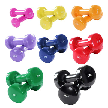 Multi-Color Neoprene Vinyl Dumbbell Set – Anti-Roll Hex Design, Sweat-Resistant Grip, Ideal for Strength Training & Home Gym Workouts