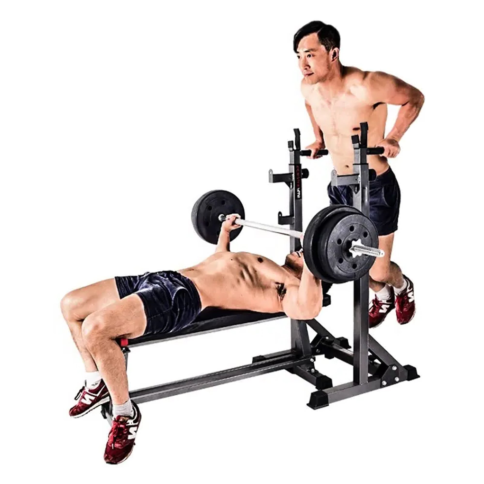 Adjustable Steel Half Squat Rack with Dip Handles & Safety Spotters – 200KG Load Capacity for Compact Home Gym Strength Workouts