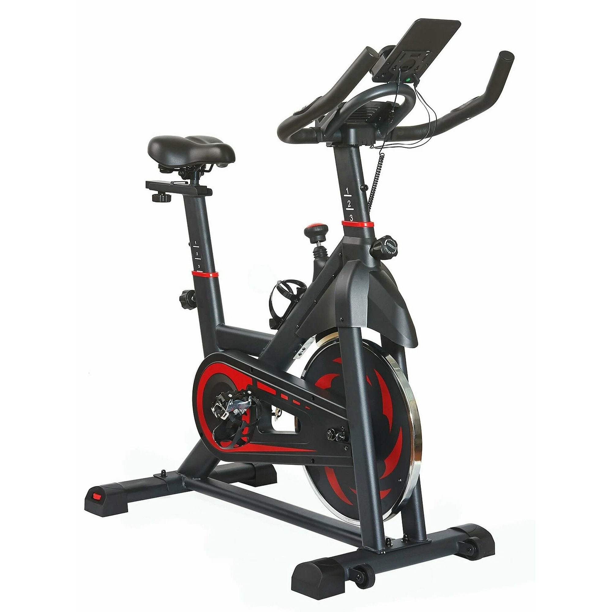 Indoor Stationary Exercise Bike – Silent Belt Drive Spin Cycle with LCD Monitor & Tablet Mount – Adjustable Resistance for Quiet Home Gym Cardio Workouts