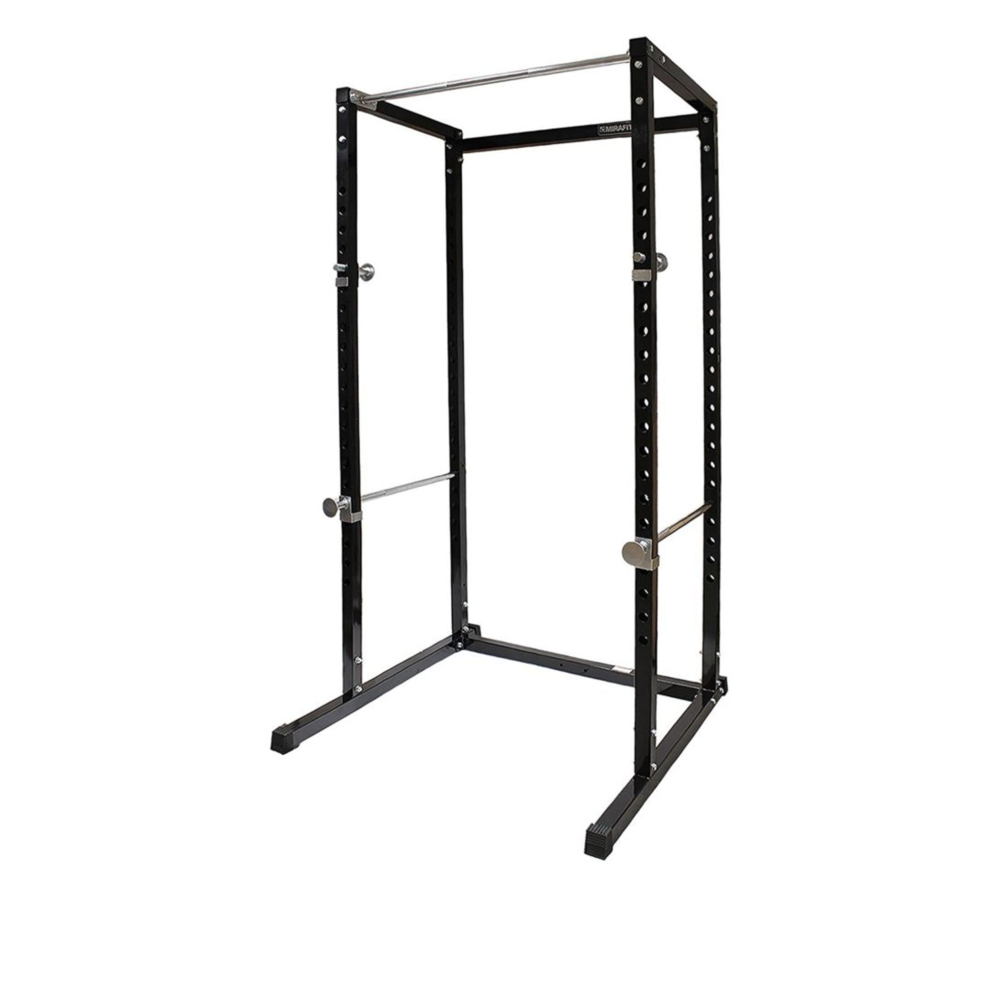 Heavy-Duty Power Rack Cage with Multi-Grip Pull-Up Bar, Adjustable J-Cups & Safety Spotter Arms – Full-Body Strength Training for Compact Home Gyms