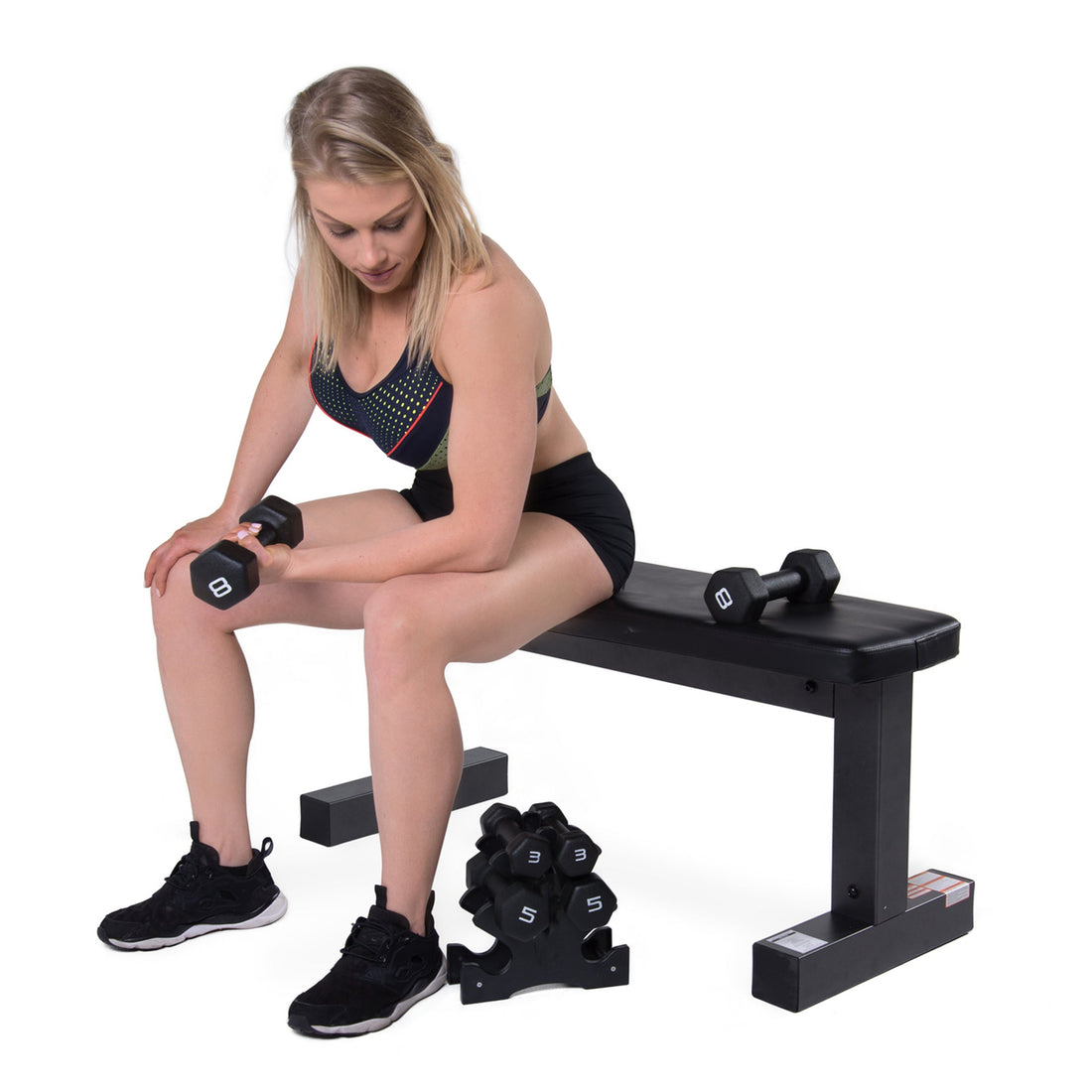 Compact Neoprene Dumbbell Rack – 3/5 Tier Vertical Steel Stand for Vinyl & Neoprene Weights – Home Gym Space-Saving Storage Solution