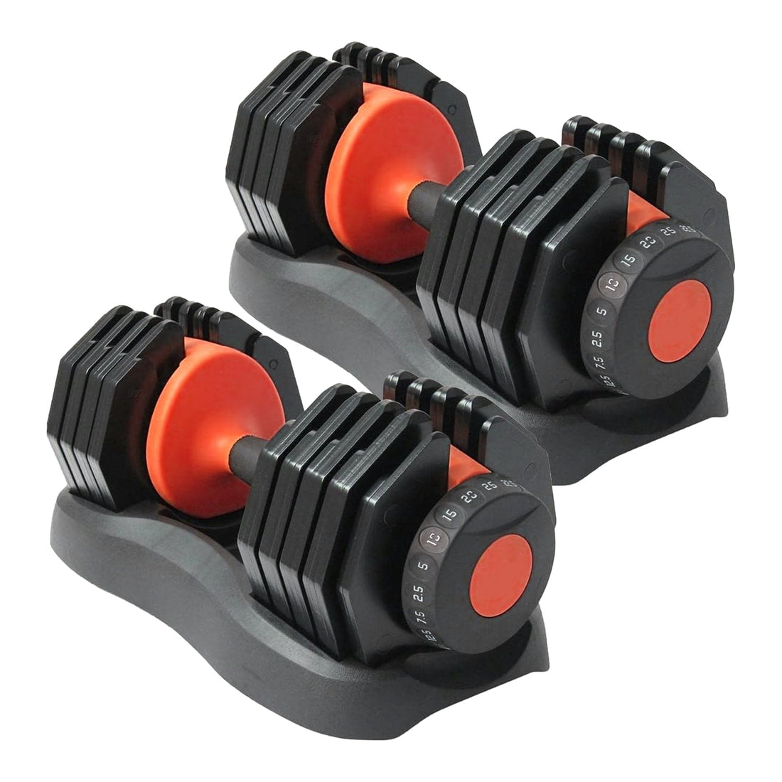 Adjustable Dumbbells 25kg Pair – Quick Dial 10-in-1 Weights with Safety Lock, Anti-Slip Grip – Strength Training for Home Gym & Compact Fitness Spaces