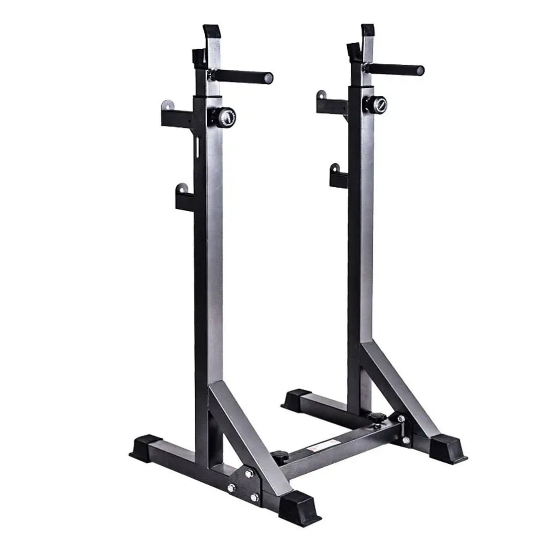 Adjustable Steel Half Squat Rack with Dip Handles & Safety Spotters – 200KG Load Capacity for Compact Home Gym Strength Workouts