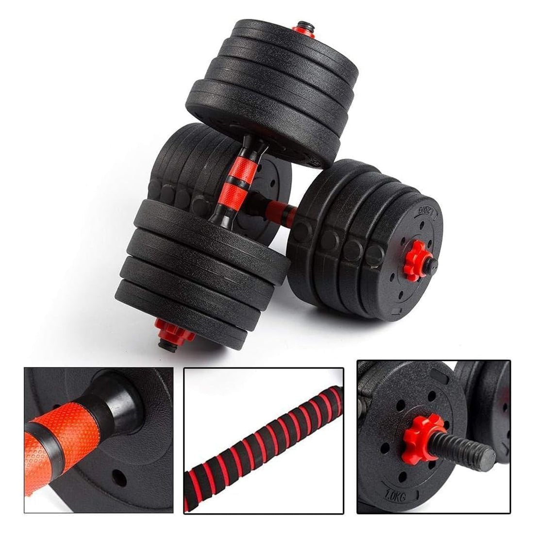Adjustable Dumbbell & Barbell Set – Vinyl-Coated 2-in-1 Weights with Connector for Strength Training – 20kg/25kg/30kg Options – Ideal for Home Gym Use
