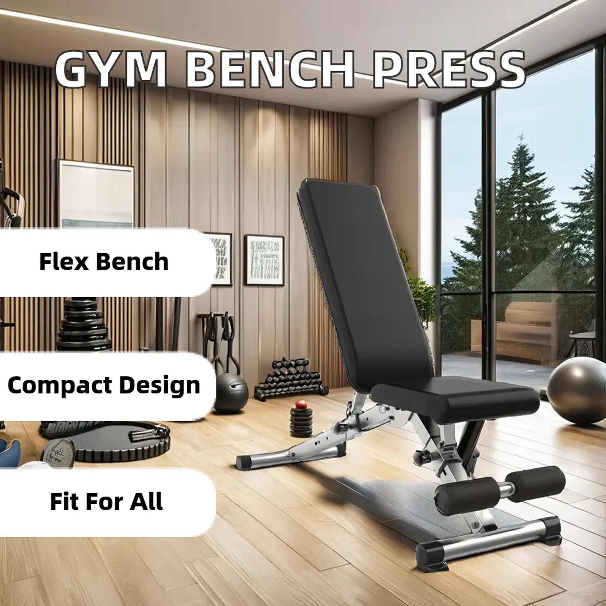 Heavy-Duty Adjustable Workout Bench with Dip Station & Barbell Rack – 500kg Load Capacity, Incline/Decline Angles – Full-Body Strength Training for Home Gyms