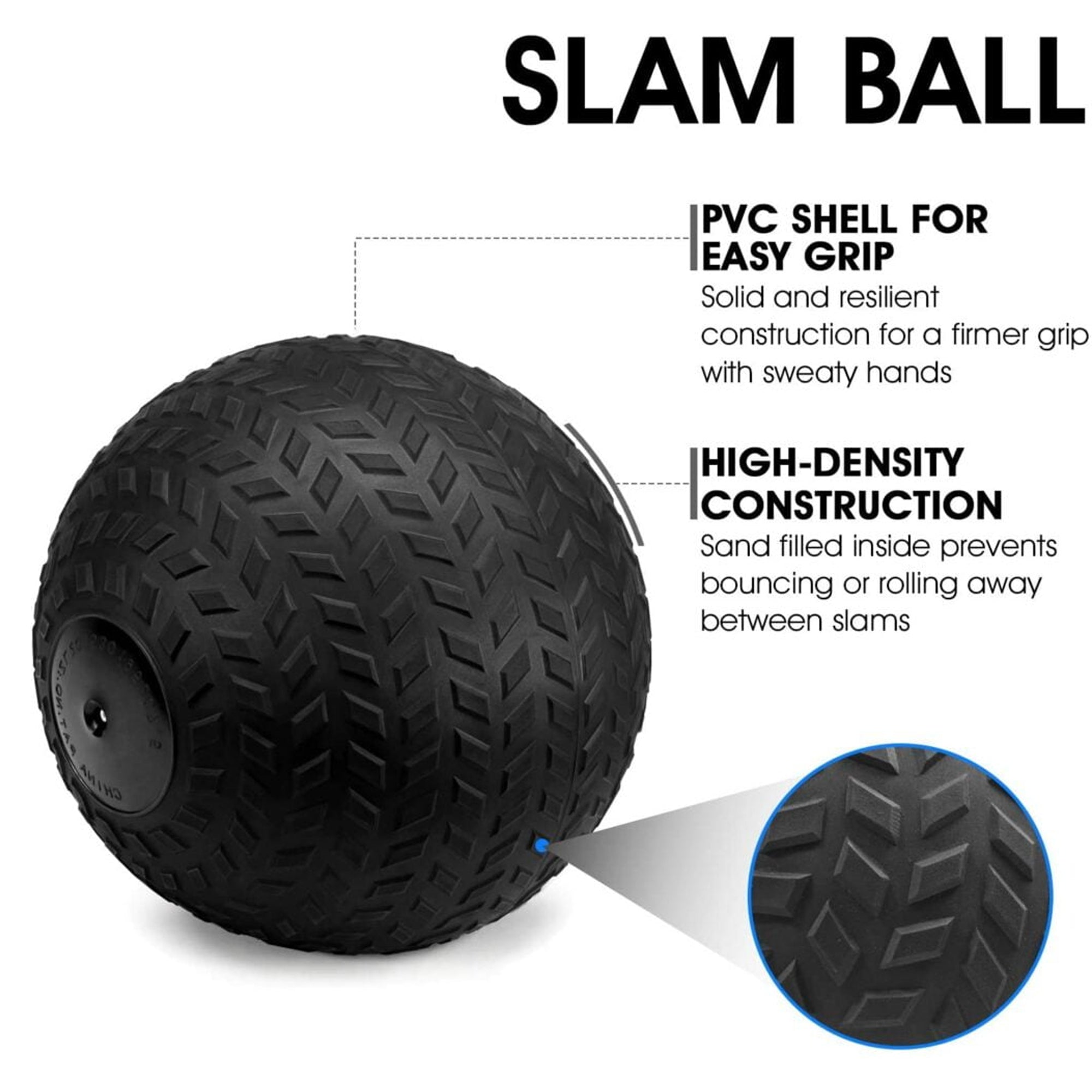 Heavy Duty Treaded Slam Balls – Non-Bounce Rubber Weight Balls for Core, Power & Strength Workouts | Individual & Set Options (3KG–25KG)