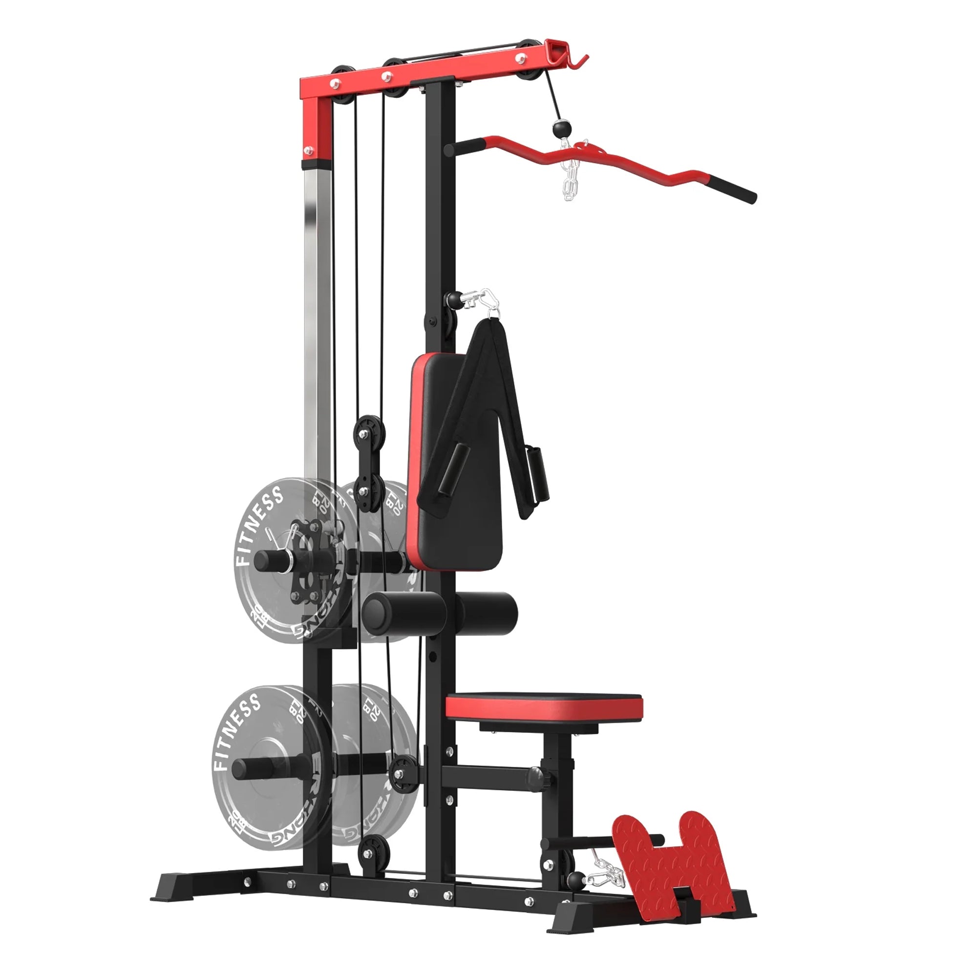 Home Gym LAT Pulldown Machine with Adjustable Seat – Dual Pulley Cable Station for Back, Arms & Core Workouts – Compact Strength Training Equipment