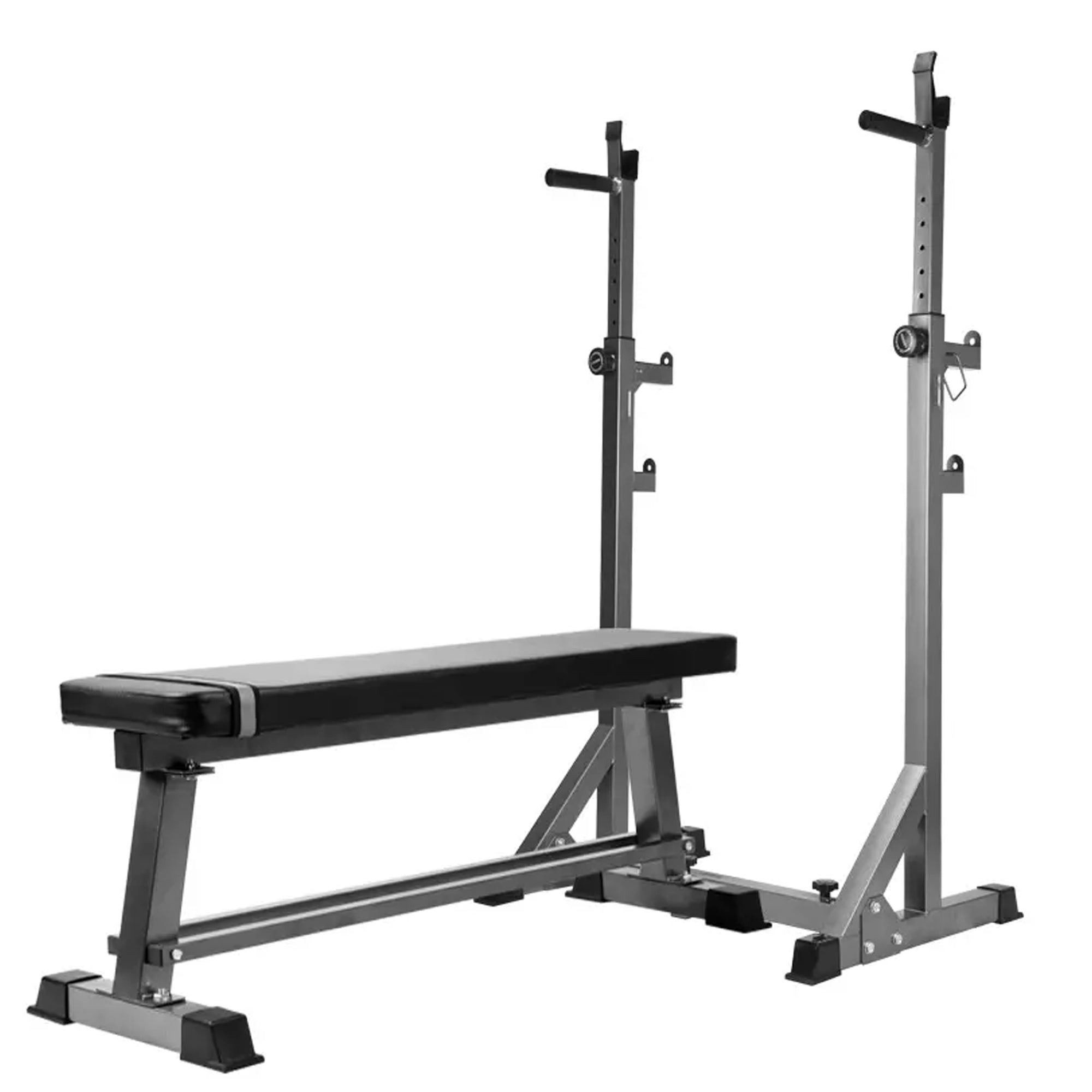 Adjustable Steel Half Squat Rack with Dip Handles & Safety Spotters – 200KG Load Capacity for Compact Home Gym Strength Workouts