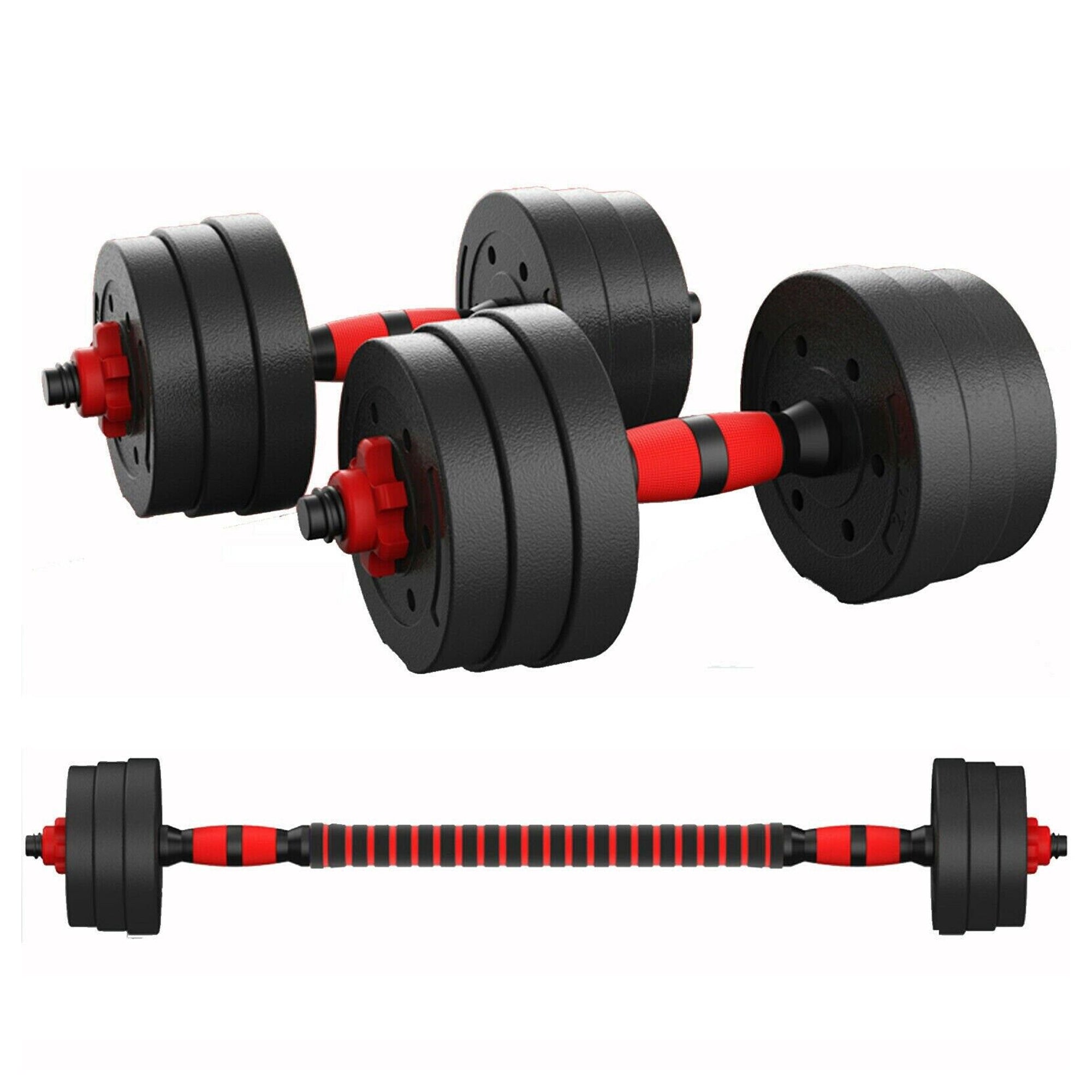 Adjustable Dumbbell & Barbell Set – Vinyl-Coated 2-in-1 Weights with Connector for Strength Training – 20kg/25kg/30kg Options – Ideal for Home Gym Use