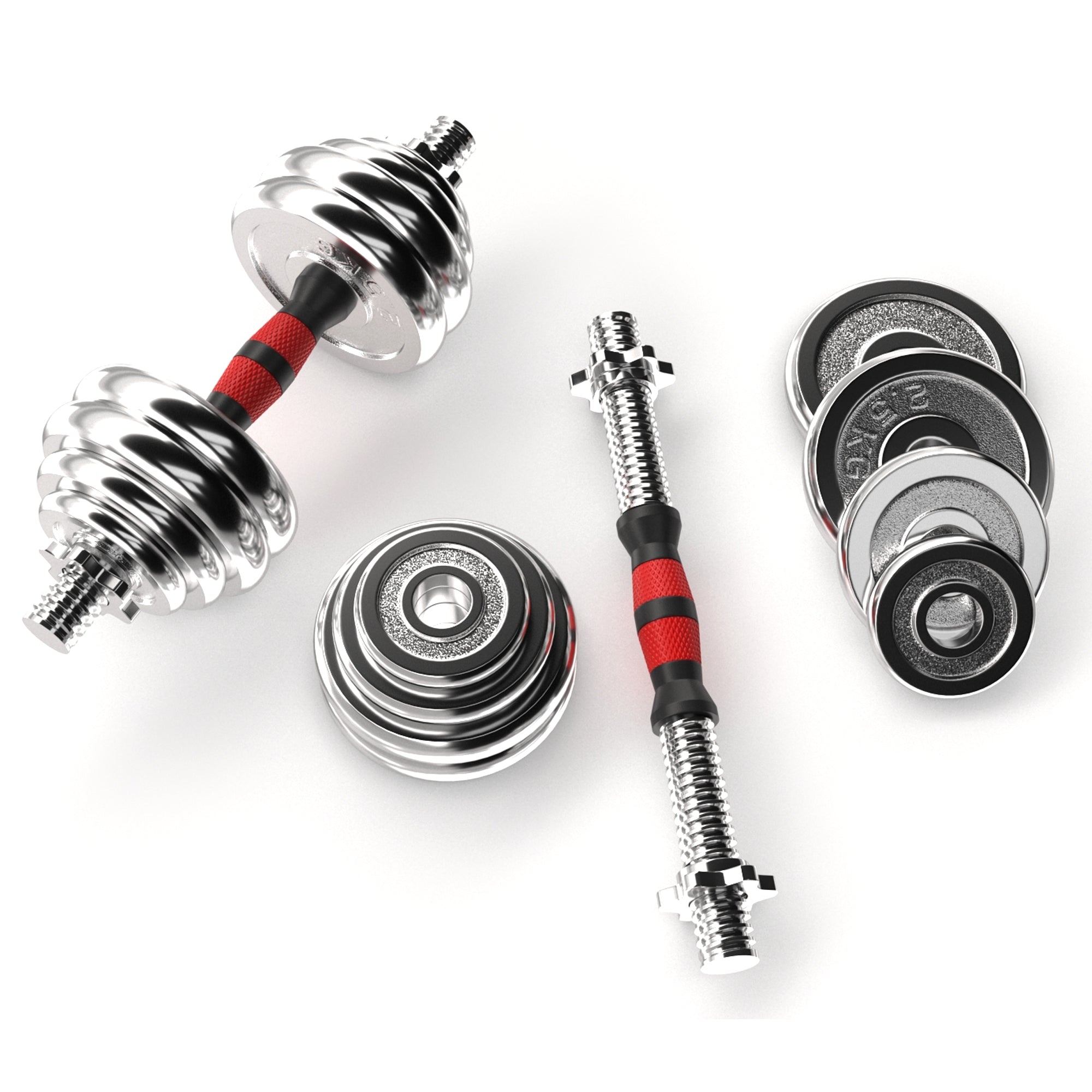 20kg 2-in-1 Dumbbell Barbell Set – Adjustable Cast Iron Weights with Chrome Handles for Home Strength Training & Small Space Gym Setups