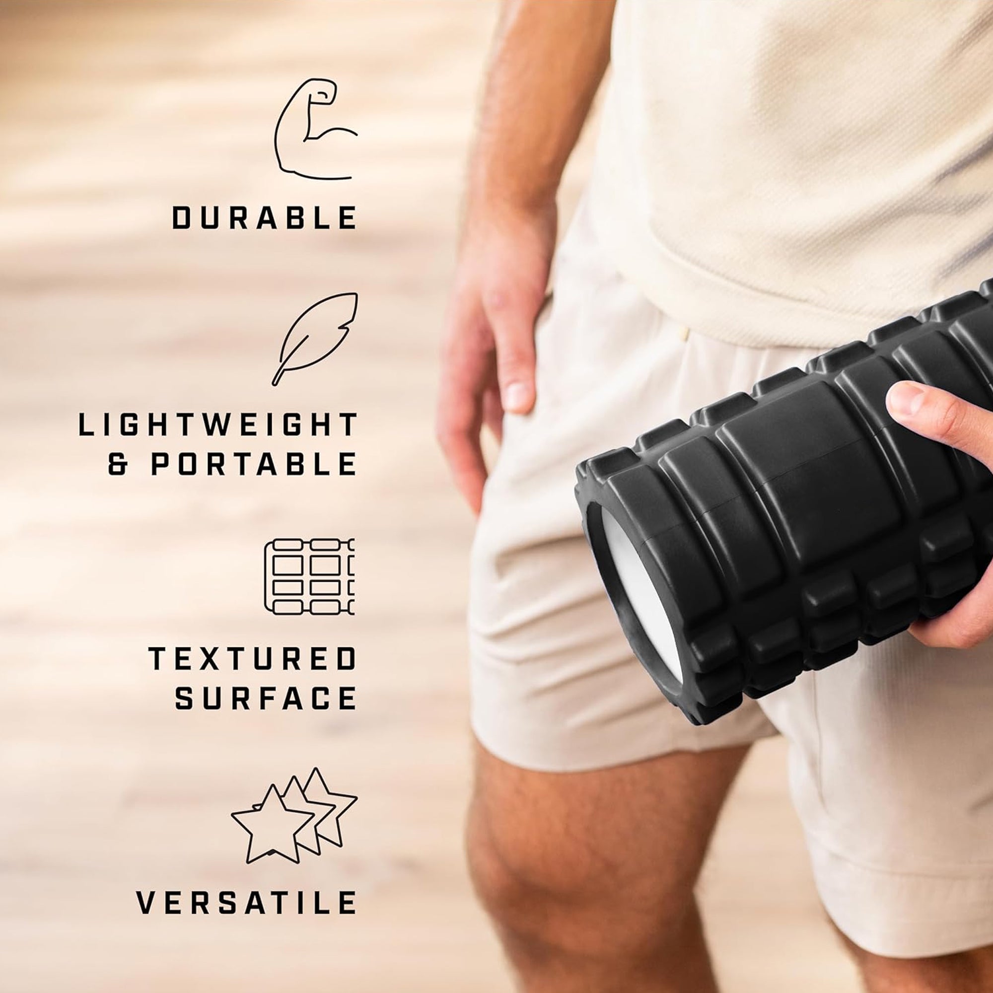 High-Density EVA Foam Roller – Lightweight Muscle Recovery Tool with Grid Texture for Deep Tissue Massage – Compact for Home Gym & Travel