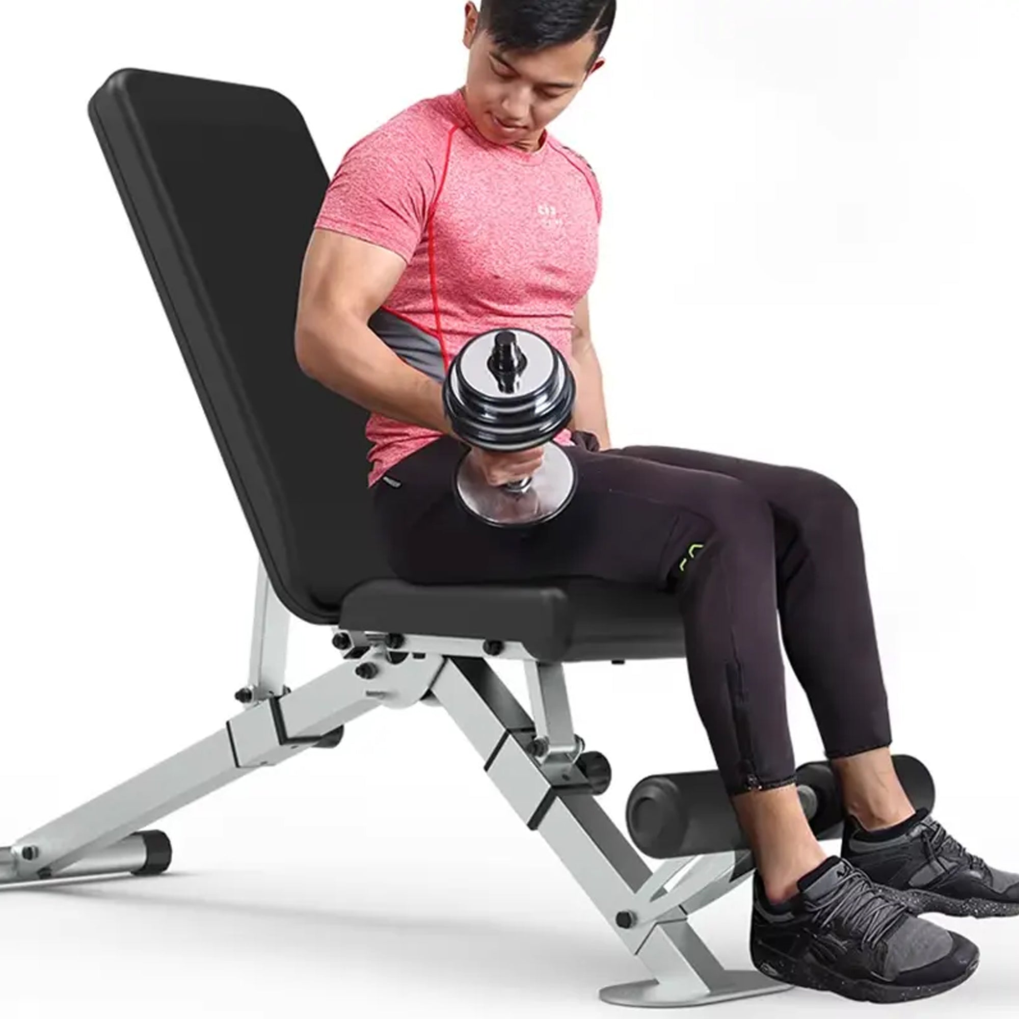 Heavy-Duty Adjustable Workout Bench with Dip Station & Barbell Rack – 500kg Load Capacity, Incline/Decline Angles – Full-Body Strength Training for Home Gyms
