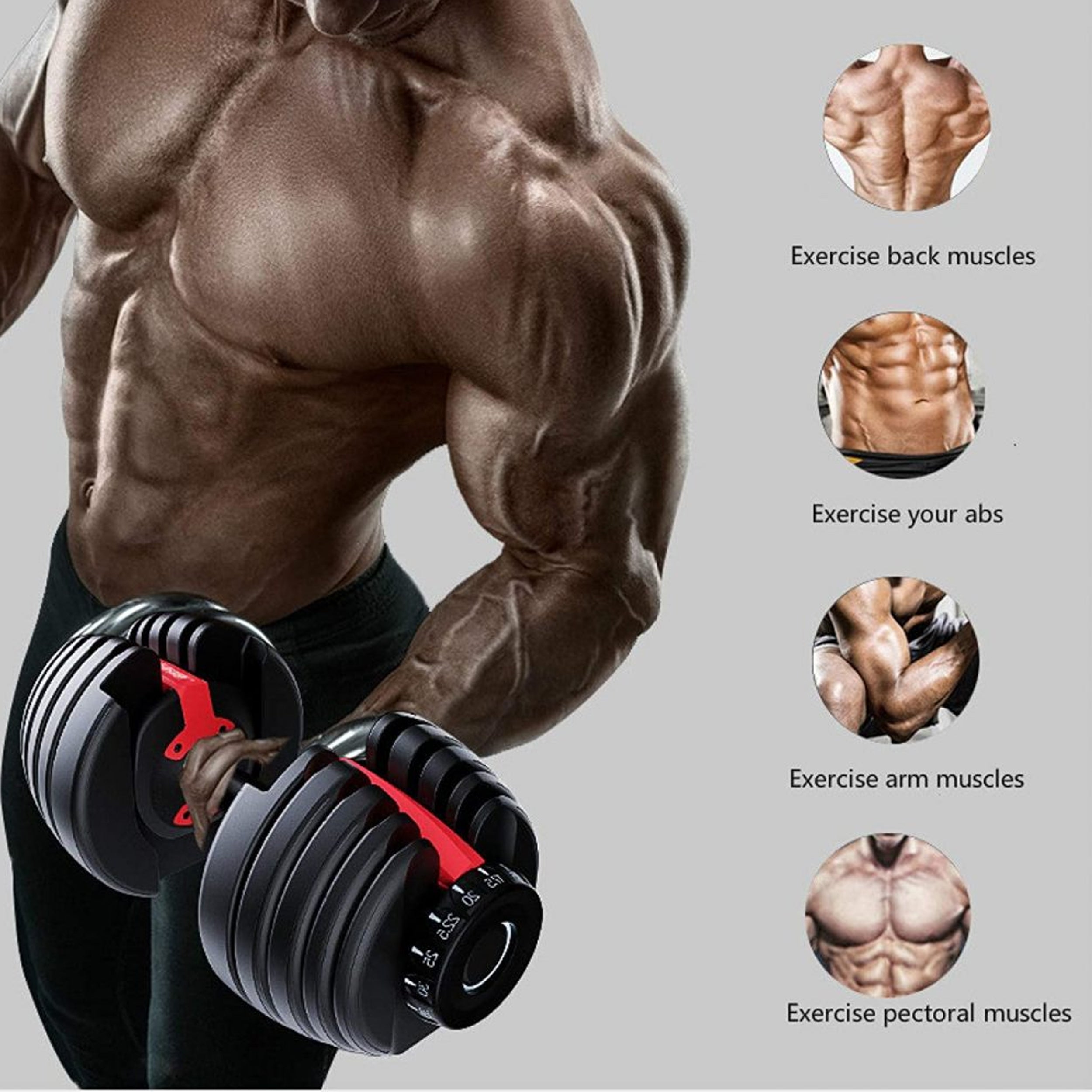 Adjustable Dumbbell 24kg 15-in-1 | Smart Quick Dial Weights for Strength Training | Space-Saving Home Gym Fitness Gear with Optional Bench & Stand