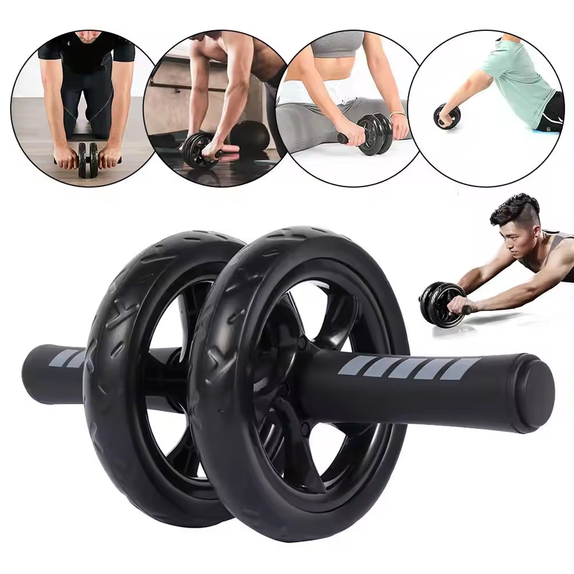 Dual-Wheel Ab Roller with Knee Pad – Stable Core Trainer for Home Workouts, Compact Design for Abs & Strength Training, Ideal for Small Spaces & Gym Setups