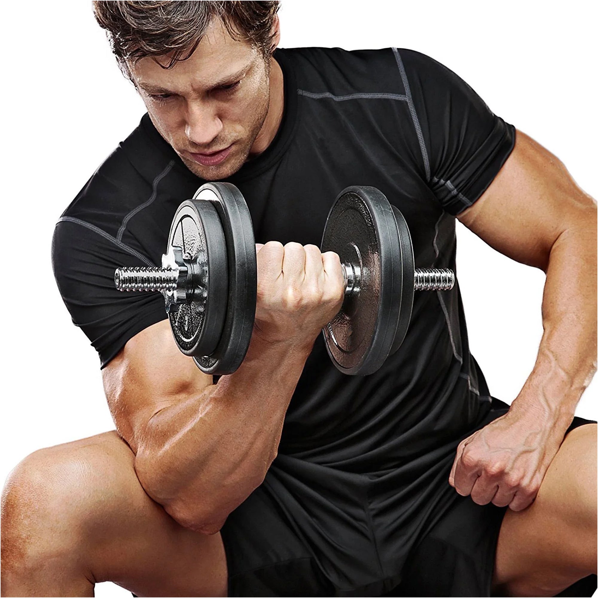 Heavy-Duty 65kg Cast Iron Adjustable Dumbbell & Barbell Set – 2-in-1 Home Gym Weight Kit with Knurled Handles for Strength Training