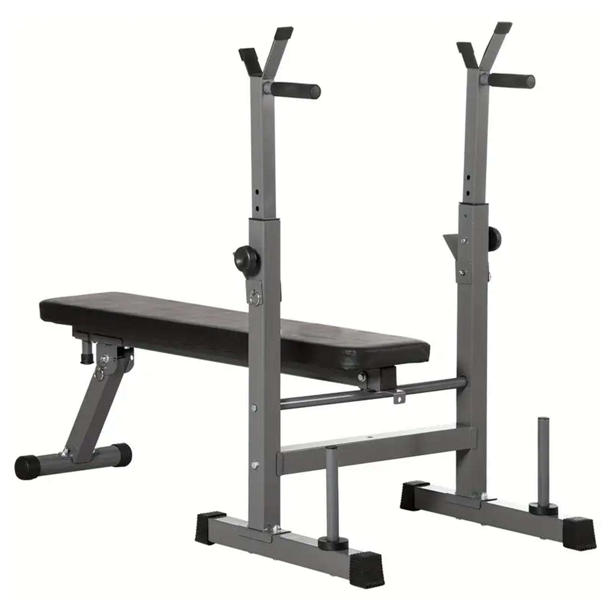 Foldable Adjustable Weight Bench with Barbell Rack & Dip Station – Heavy-Duty Steel Frame, Multi-Level Design for Strength Training in Home Gyms & Small Spaces