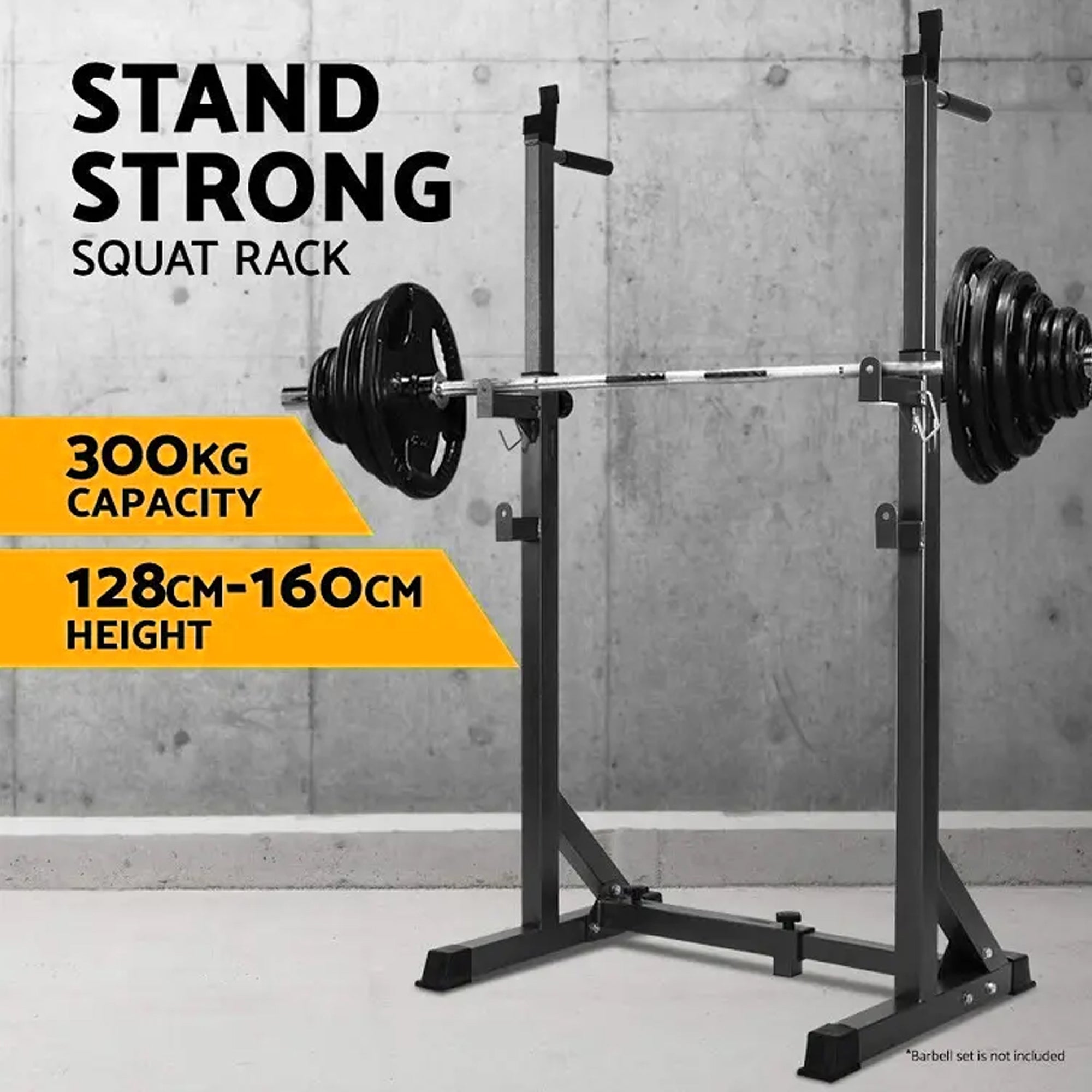 Adjustable Steel Half Squat Rack with Dip Handles & Safety Spotters – 200KG Load Capacity for Compact Home Gym Strength Workouts