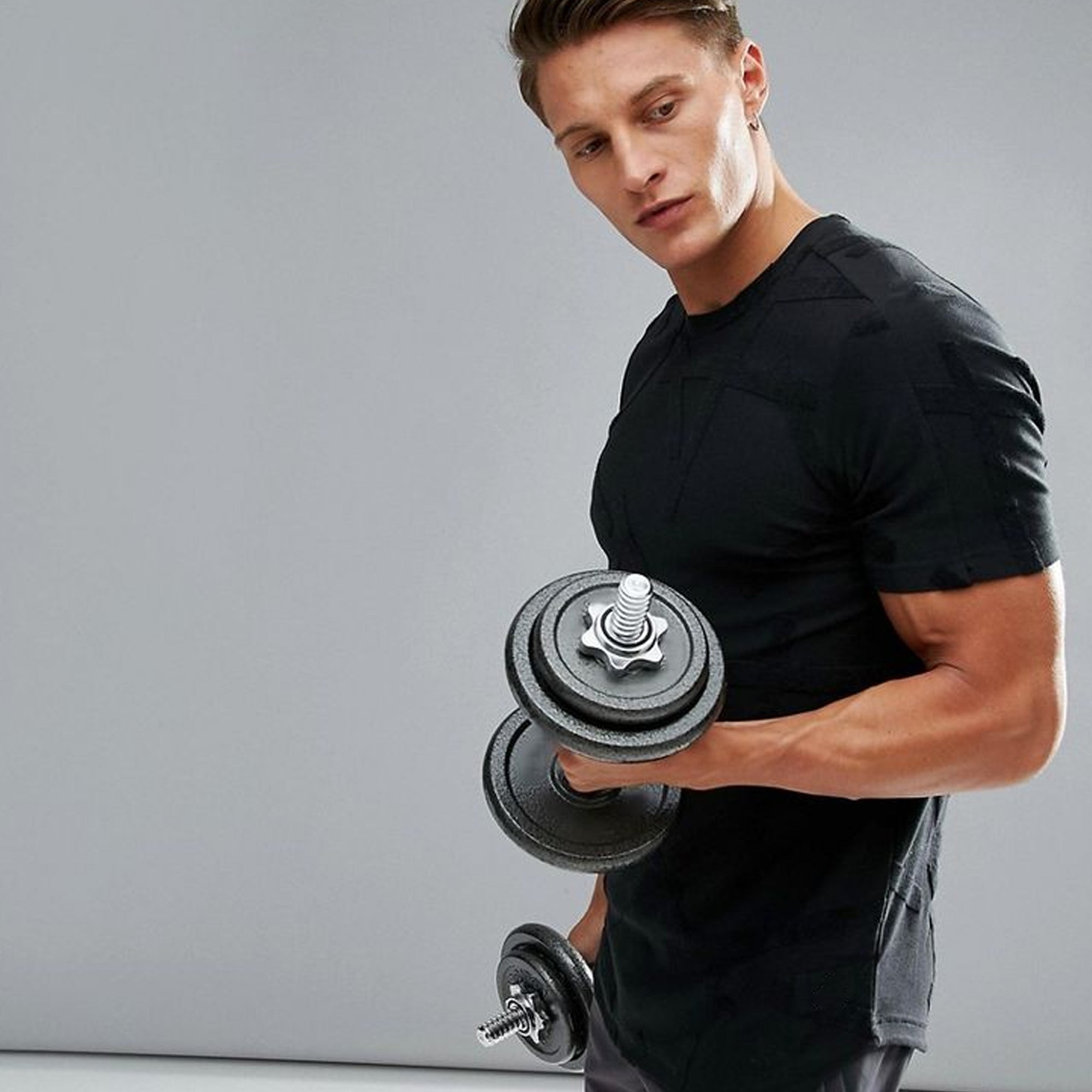 Heavy-Duty 65kg Cast Iron Adjustable Dumbbell & Barbell Set – 2-in-1 Home Gym Weight Kit with Knurled Handles for Strength Training