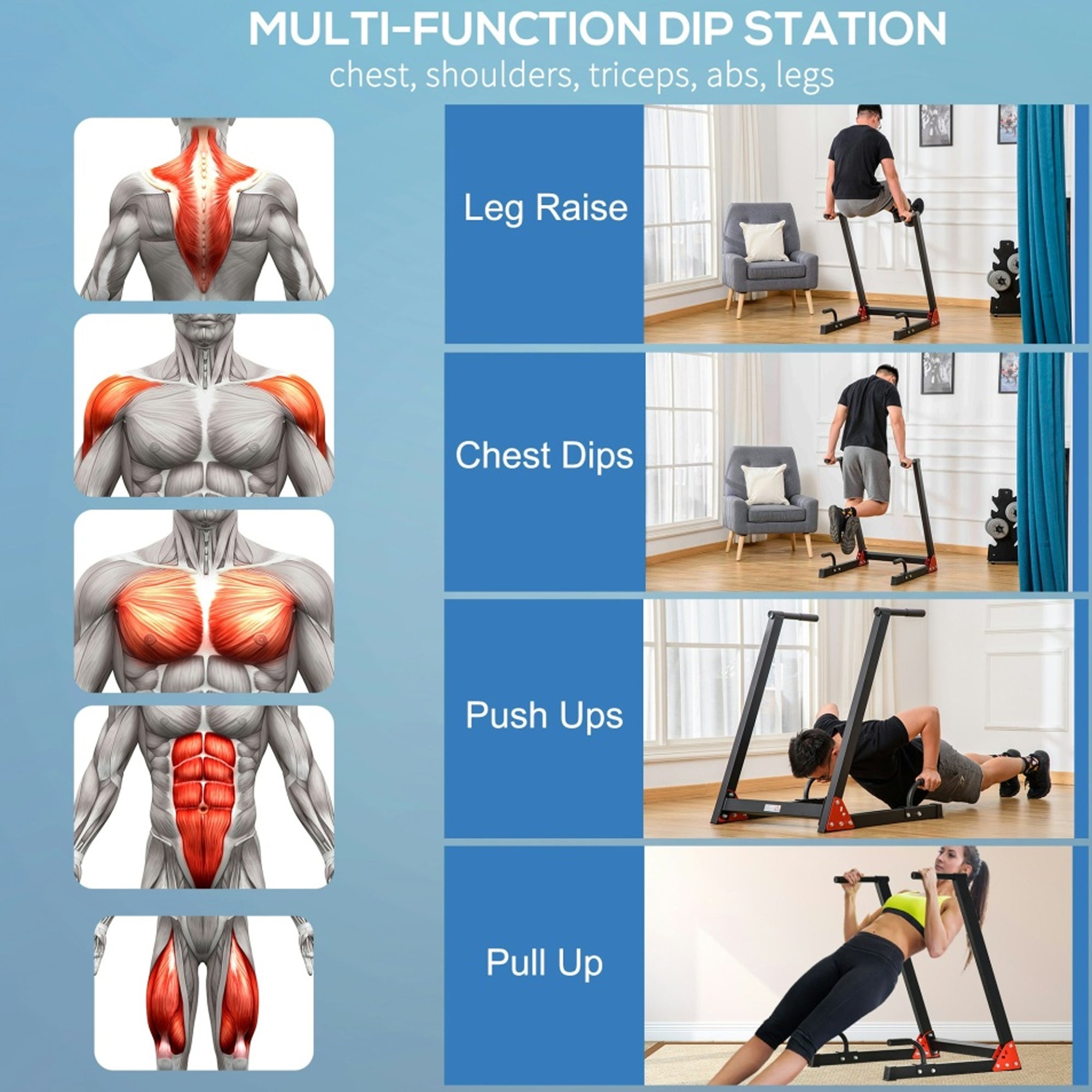 Ergonomic Heavy-Duty Dip Stand – Steel Upper Body Workout Station for Home Gym, Triceps, Chest & Core Training