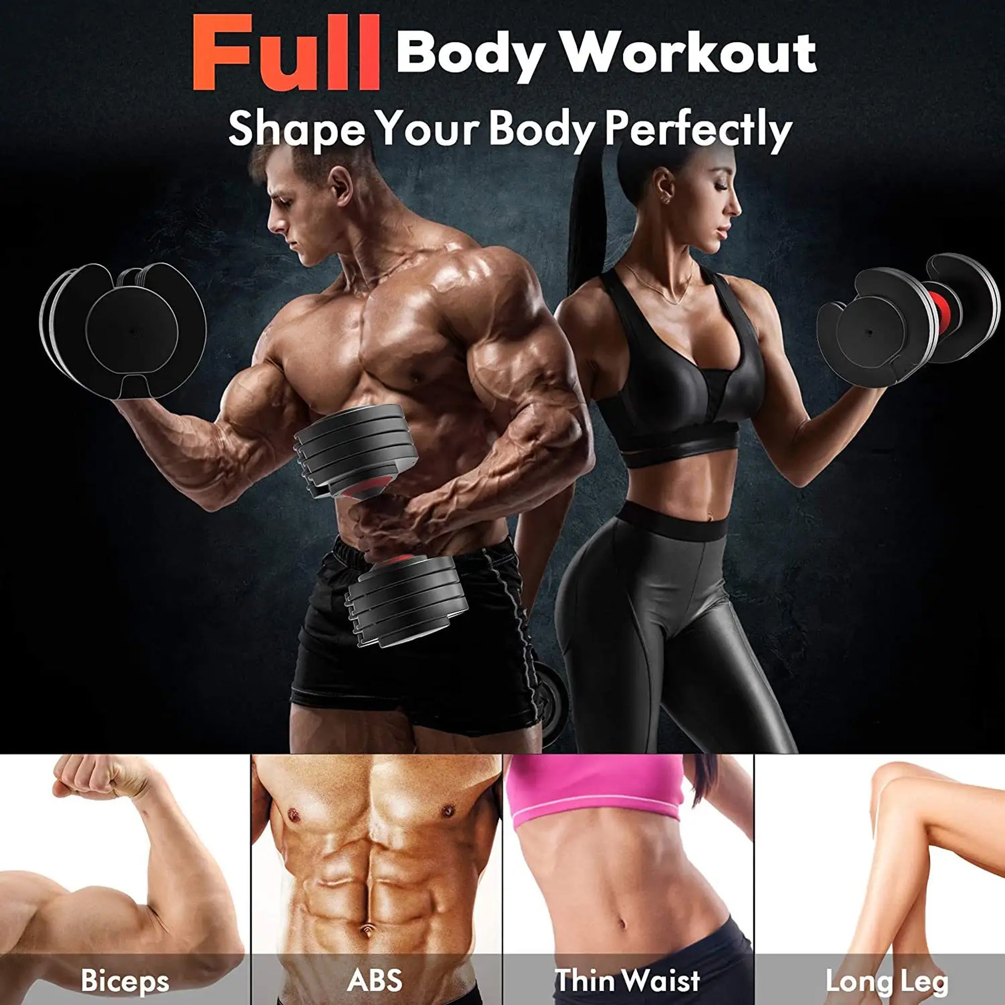 Adjustable Dumbbells 25kg Pair – Quick Dial 10-in-1 Weights with Safety Lock, Anti-Slip Grip – Strength Training for Home Gym & Compact Fitness Spaces