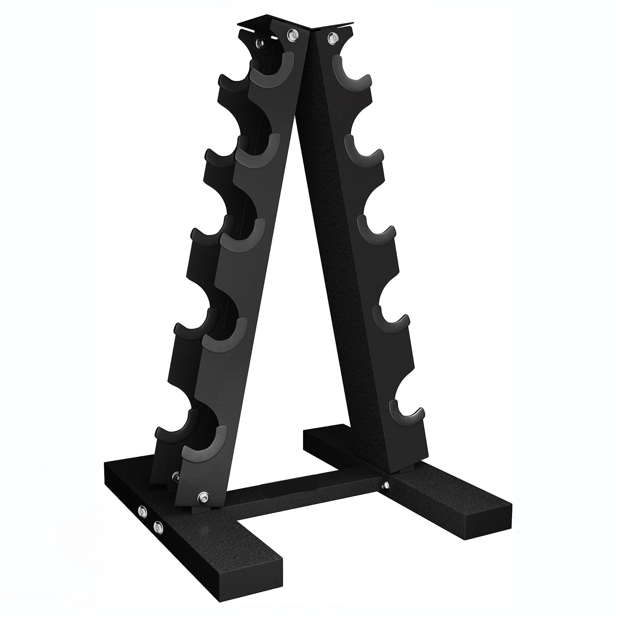 Compact Neoprene Dumbbell Rack – 3/5 Tier Vertical Steel Stand for Vinyl & Neoprene Weights – Home Gym Space-Saving Storage Solution