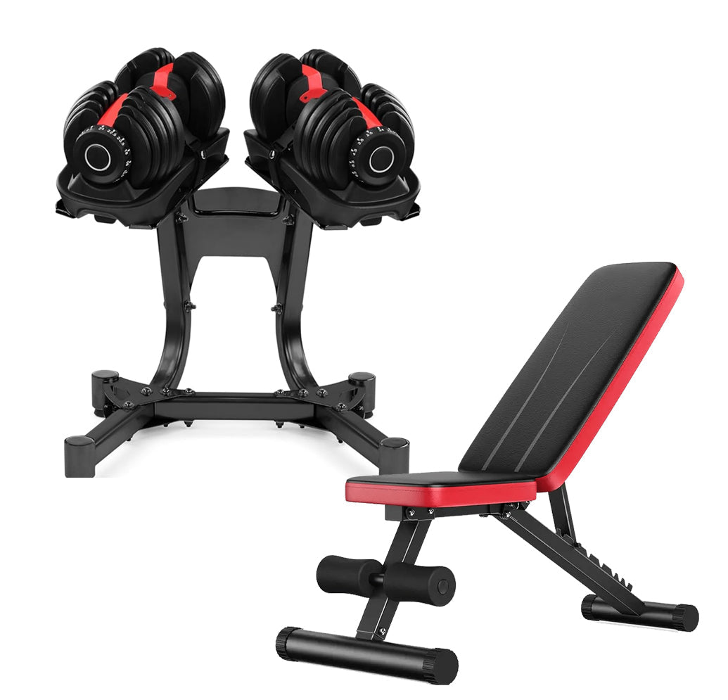 All-in-One 40kg Adjustable Dumbbell | 17-in-1 Smart Dial Weight Set for Home Workouts | Heavy-Duty Strength Training | Space-Saving Gym Gear | Optional Bench & Rack