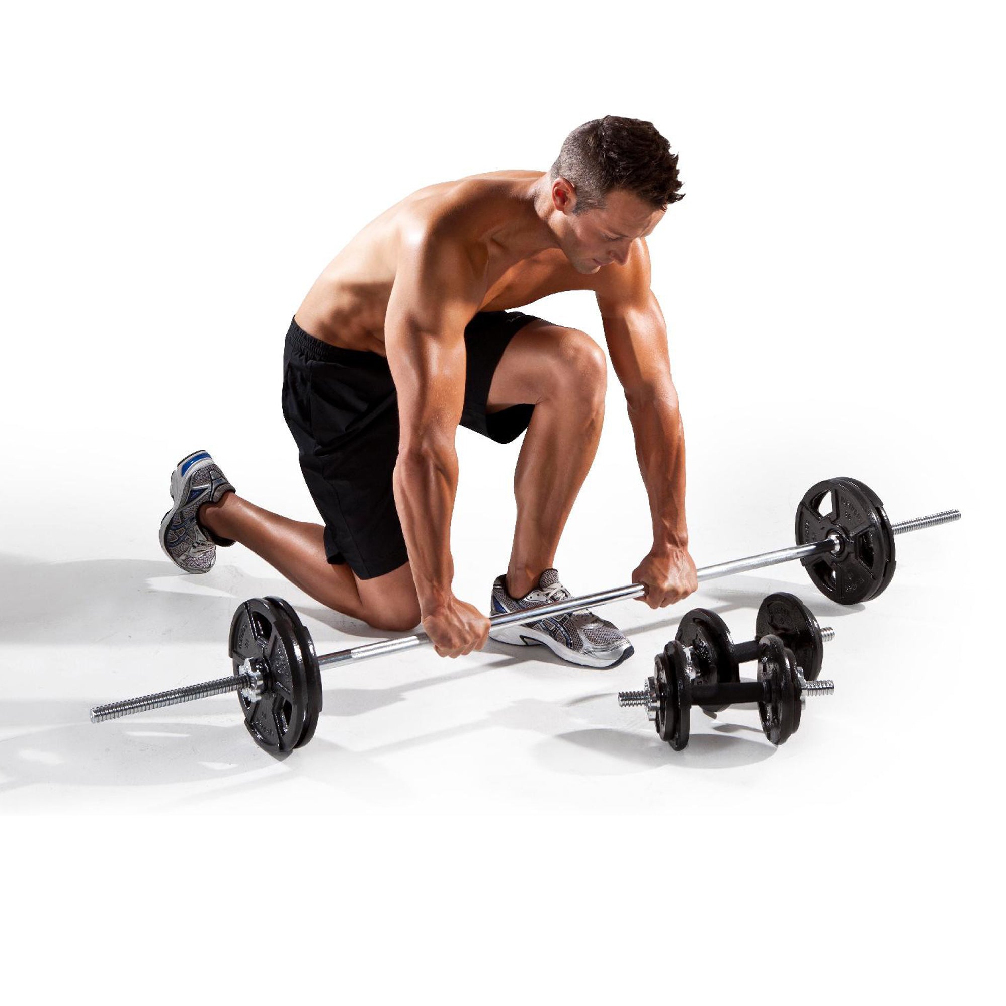 Heavy-Duty 65kg Cast Iron Adjustable Dumbbell & Barbell Set – 2-in-1 Home Gym Weight Kit with Knurled Handles for Strength Training
