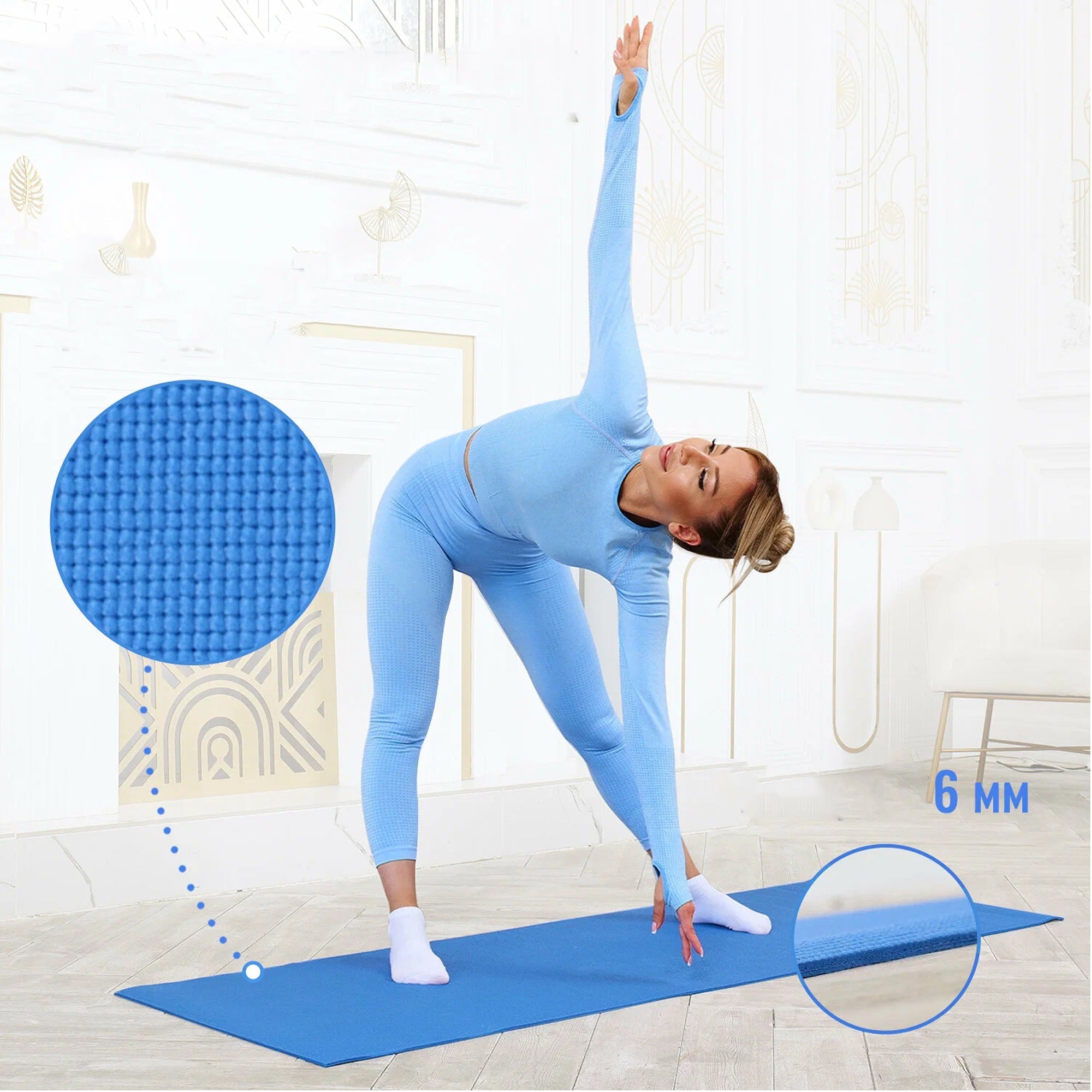 15mm Thick NBR Yoga Mat – Non-Slip, Eco-Friendly Fitness Mat with Carry Strap – Perfect for HIIT, Pilates, Gymnastics & Home Exercise