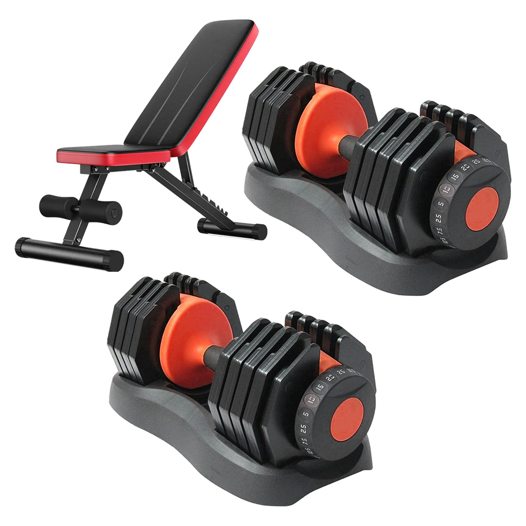 All-in-One 40kg Adjustable Dumbbell | 17-in-1 Smart Dial Weight Set for Home Workouts | Heavy-Duty Strength Training | Space-Saving Gym Gear | Optional Bench & Rack
