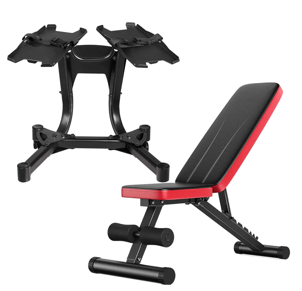 Adjustable Dumbbell 24kg 15-in-1 | Smart Quick Dial Weights for Strength Training | Space-Saving Home Gym Fitness Gear with Optional Bench & Stand
