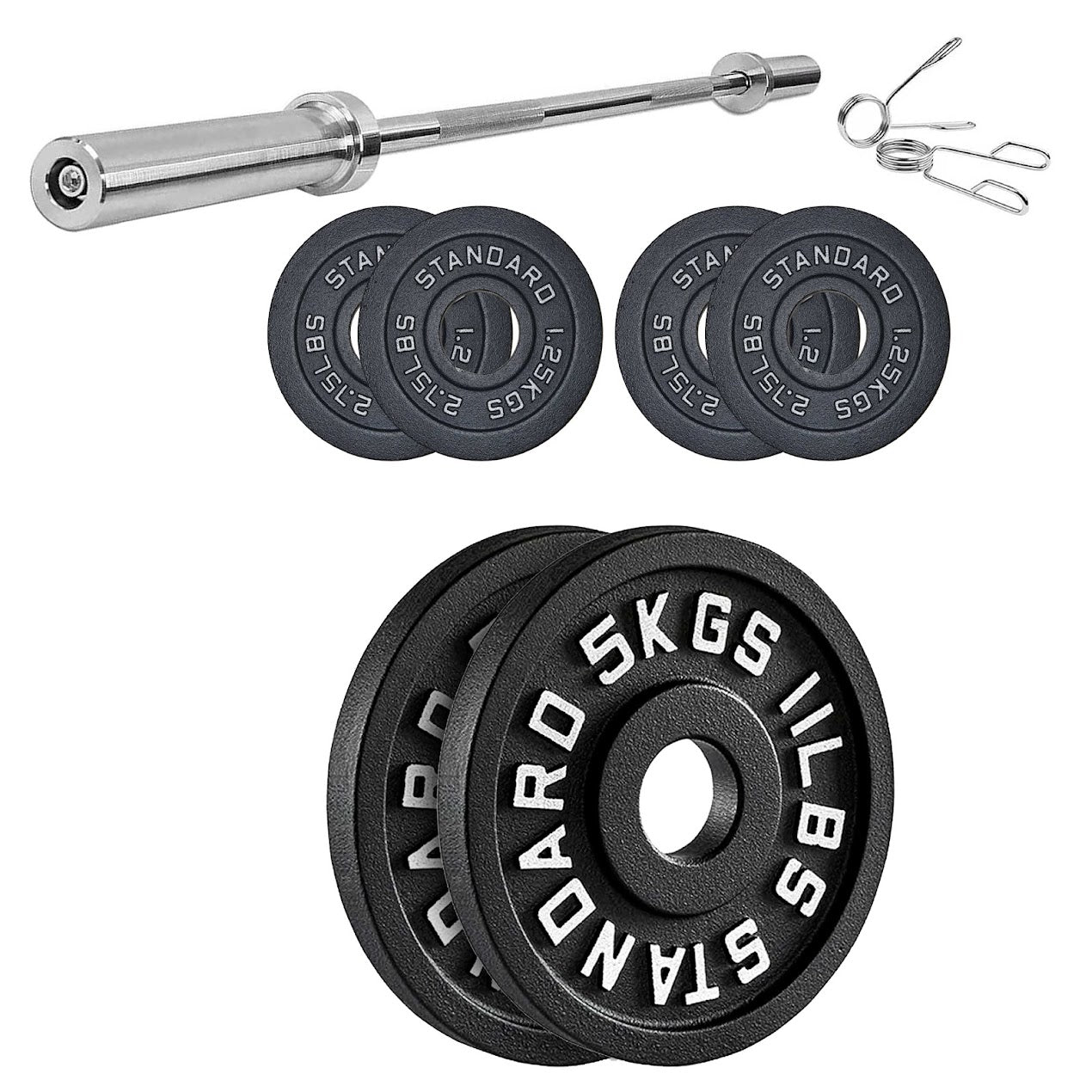 Heavy-Duty Cast Iron Weight Plates – Anti-Rust, Black Powder-Coated Discs for Home Strength Training – Compact Design Ideal for Small Gym Spaces