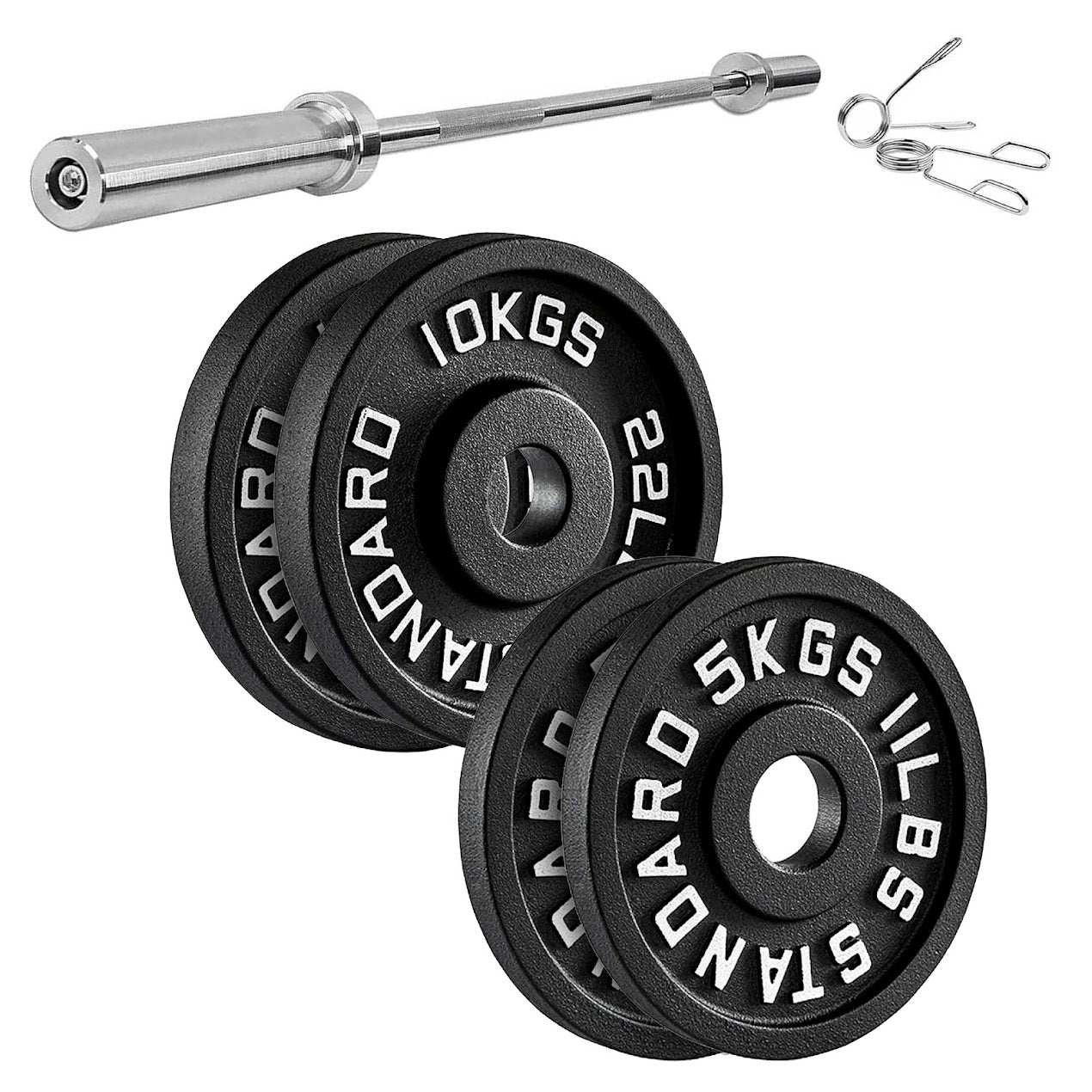 Heavy-Duty Cast Iron Weight Plates – Anti-Rust, Black Powder-Coated Discs for Home Strength Training – Compact Design Ideal for Small Gym Spaces