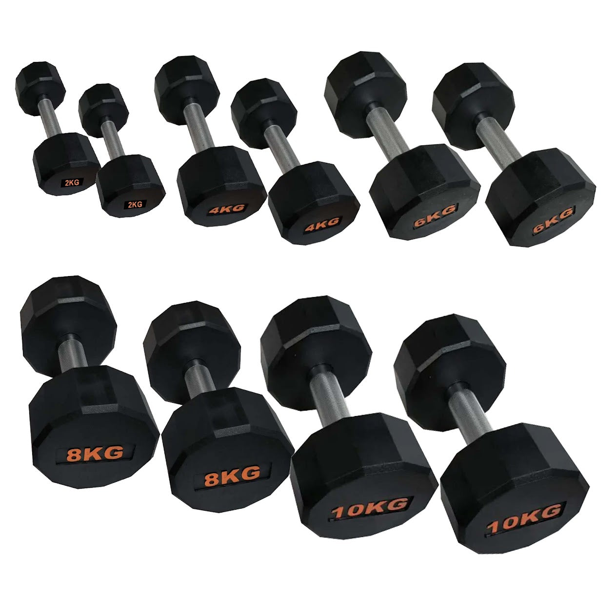 Rubber-Coated Round Hex Dumbbell – Anti-Roll, Knurled Grip, Floor-Safe Weights for Strength Training & Home Gym Use