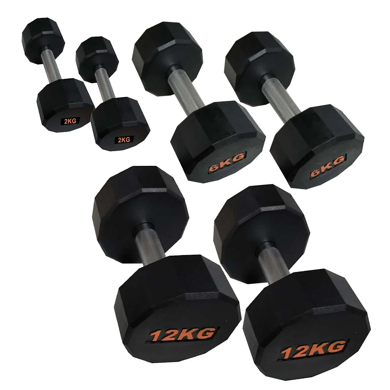 Rubber-Coated Round Hex Dumbbell – Anti-Roll, Knurled Grip, Floor-Safe Weights for Strength Training & Home Gym Use