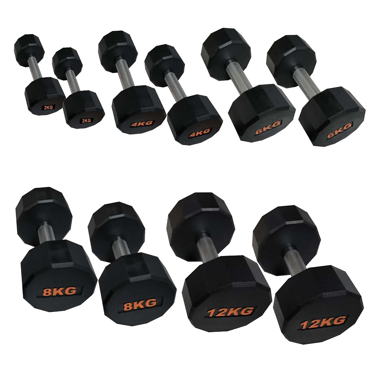 Rubber-Coated Round Hex Dumbbell – Anti-Roll, Knurled Grip, Floor-Safe Weights for Strength Training & Home Gym Use