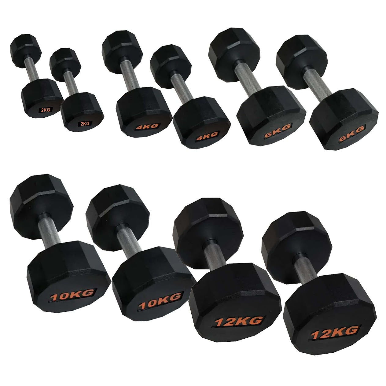 Rubber-Coated Round Hex Dumbbell – Anti-Roll, Knurled Grip, Floor-Safe Weights for Strength Training & Home Gym Use