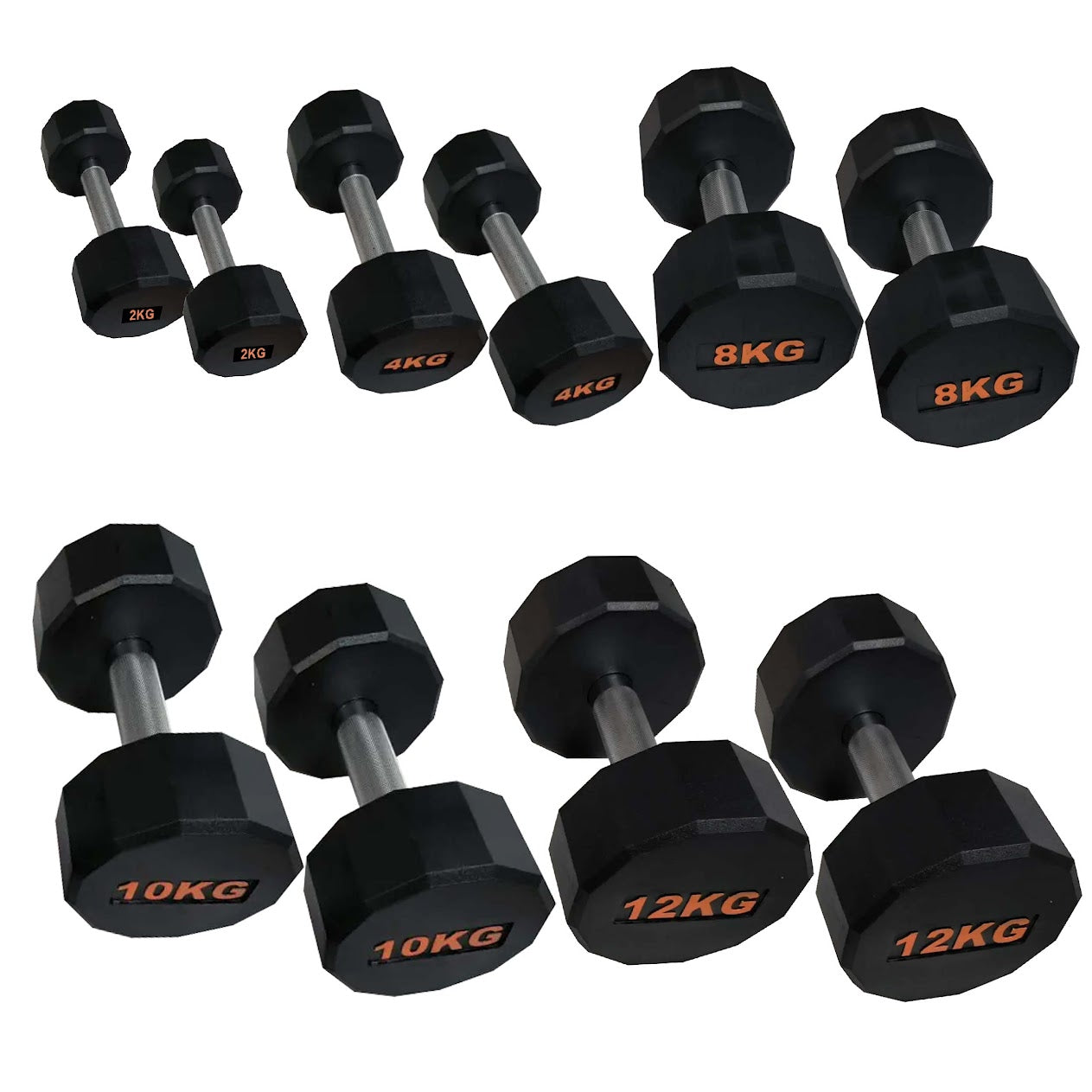 Rubber-Coated Round Hex Dumbbell – Anti-Roll, Knurled Grip, Floor-Safe Weights for Strength Training & Home Gym Use