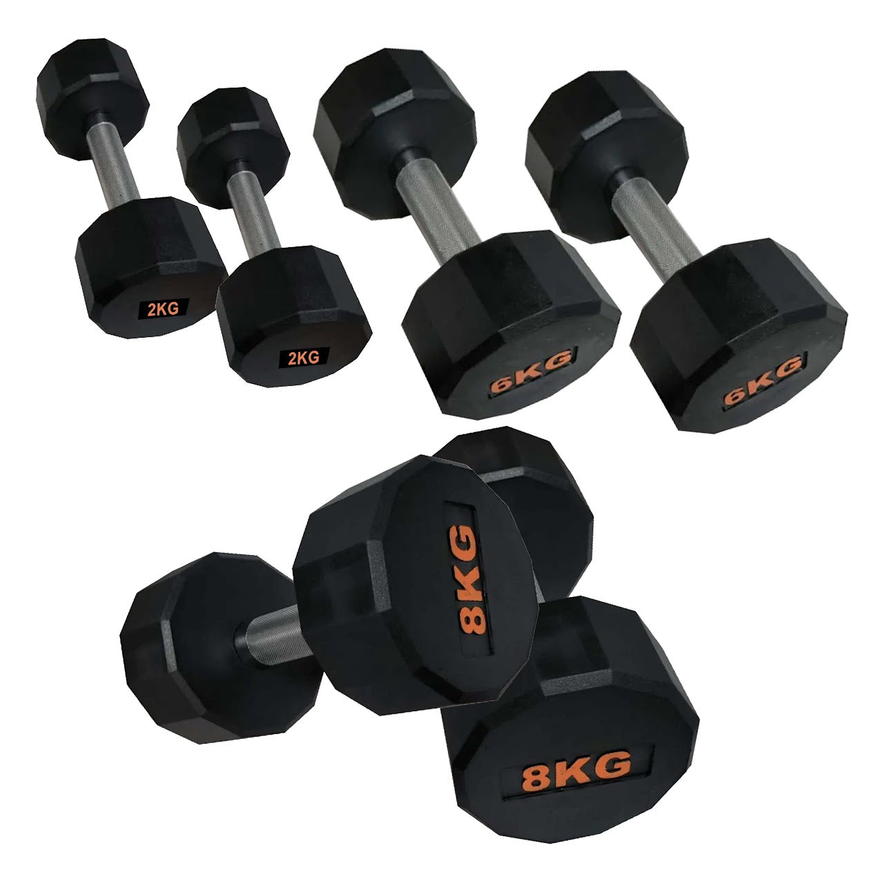 Rubber-Coated Round Hex Dumbbell – Anti-Roll, Knurled Grip, Floor-Safe Weights for Strength Training & Home Gym Use