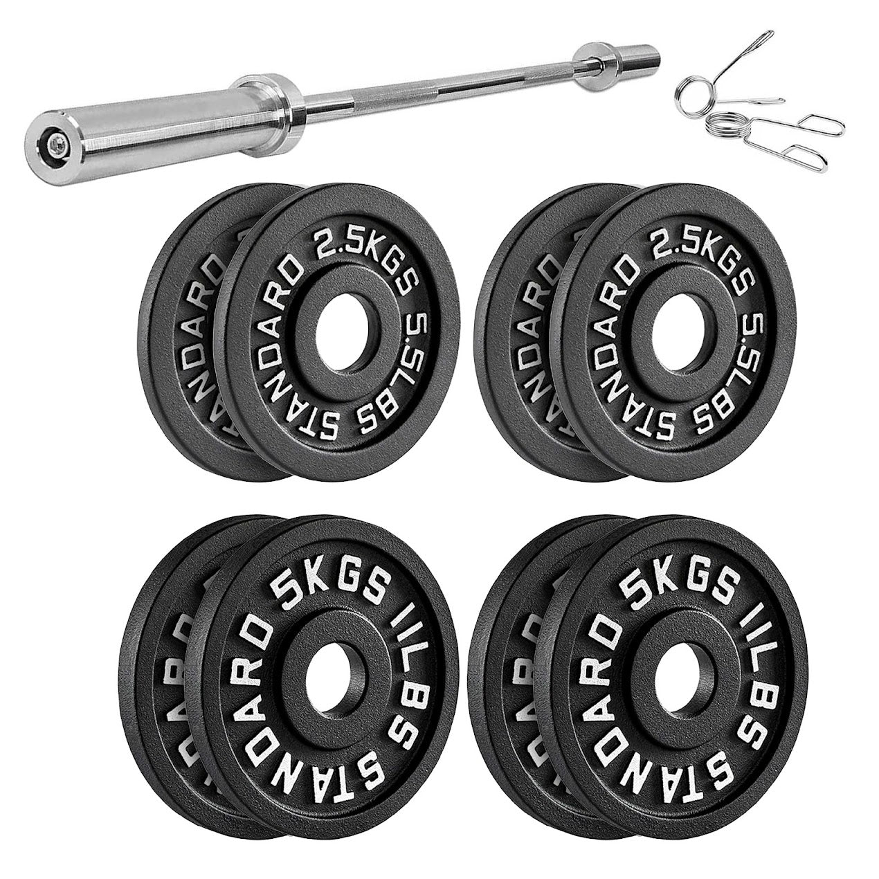 Heavy-Duty Cast Iron Weight Plates – Anti-Rust, Black Powder-Coated Discs for Home Strength Training – Compact Design Ideal for Small Gym Spaces