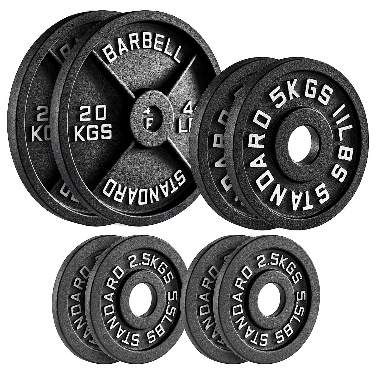 Heavy-Duty Cast Iron Weight Plates – Anti-Rust, Black Powder-Coated Discs for Home Strength Training – Compact Design Ideal for Small Gym Spaces