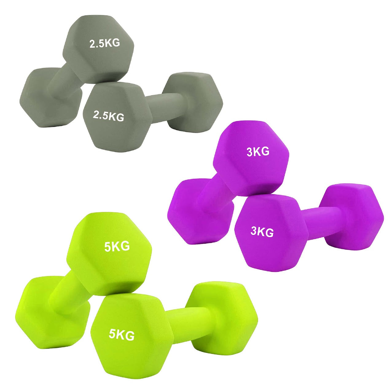 Hex Neoprene Dumbbell Set – Anti-Roll Design, Non-Slip Grip, Durable Coating – Perfect for Home Gym Strength Training, Toning & Easy Compact Storage