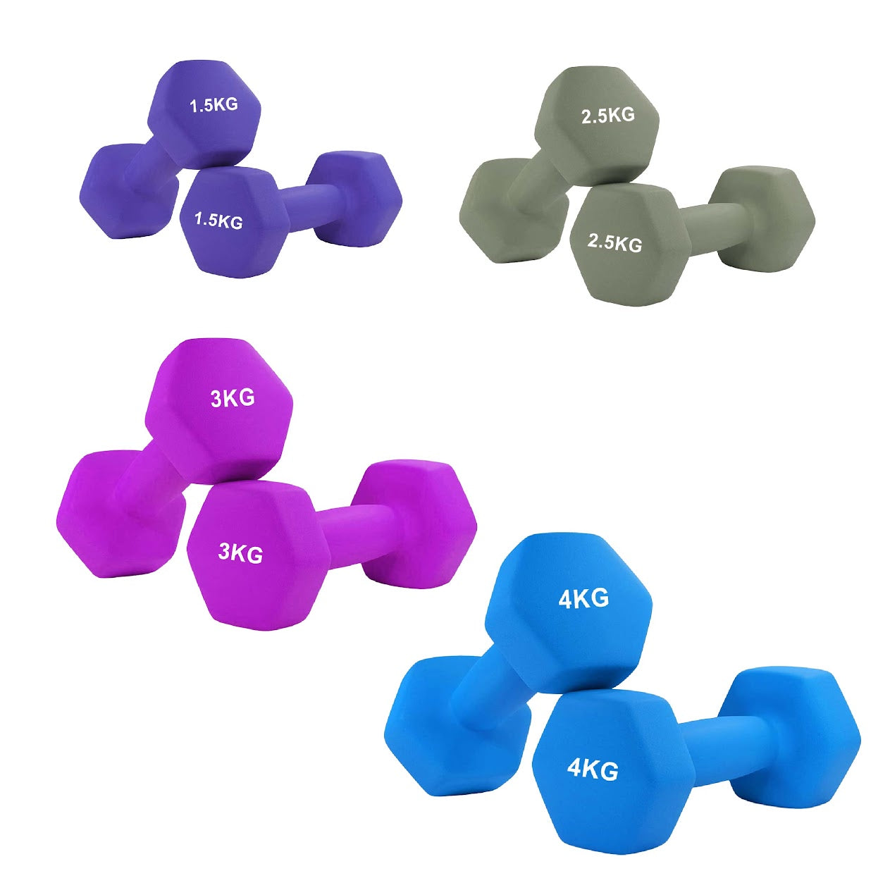Hex Neoprene Dumbbell Set – Anti-Roll Design, Non-Slip Grip, Durable Coating – Perfect for Home Gym Strength Training, Toning & Easy Compact Storage