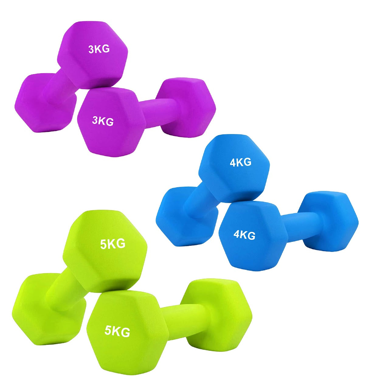 Hex Neoprene Dumbbell Set – Anti-Roll Design, Non-Slip Grip, Durable Coating – Perfect for Home Gym Strength Training, Toning & Easy Compact Storage