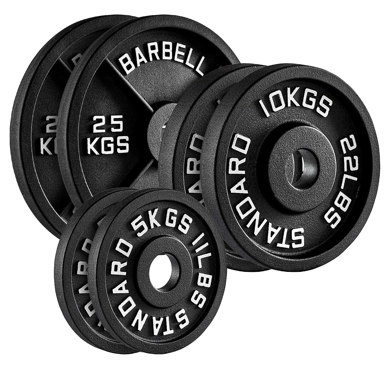 Heavy-Duty Cast Iron Weight Plates – Anti-Rust, Black Powder-Coated Discs for Home Strength Training – Compact Design Ideal for Small Gym Spaces